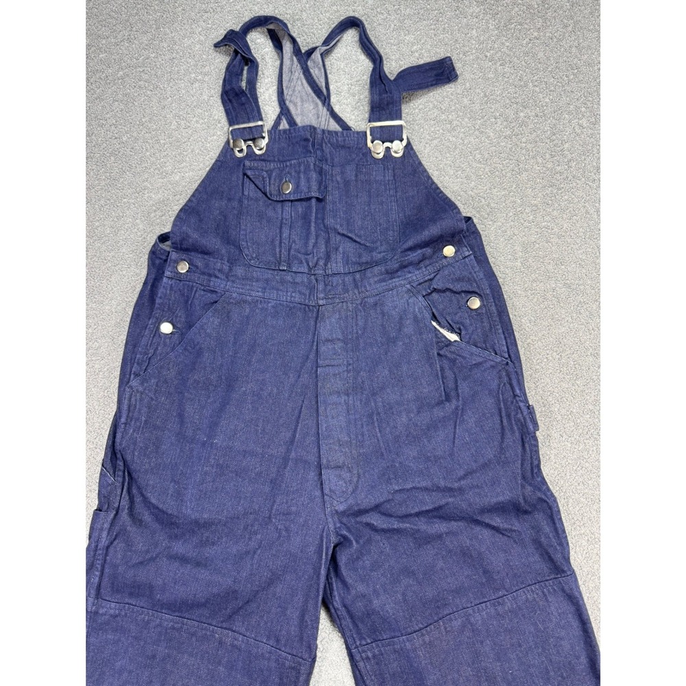 ETA Denim Bib Overalls Men's 35x30 Blue Dark Wash Double Knee Workwear Utility
